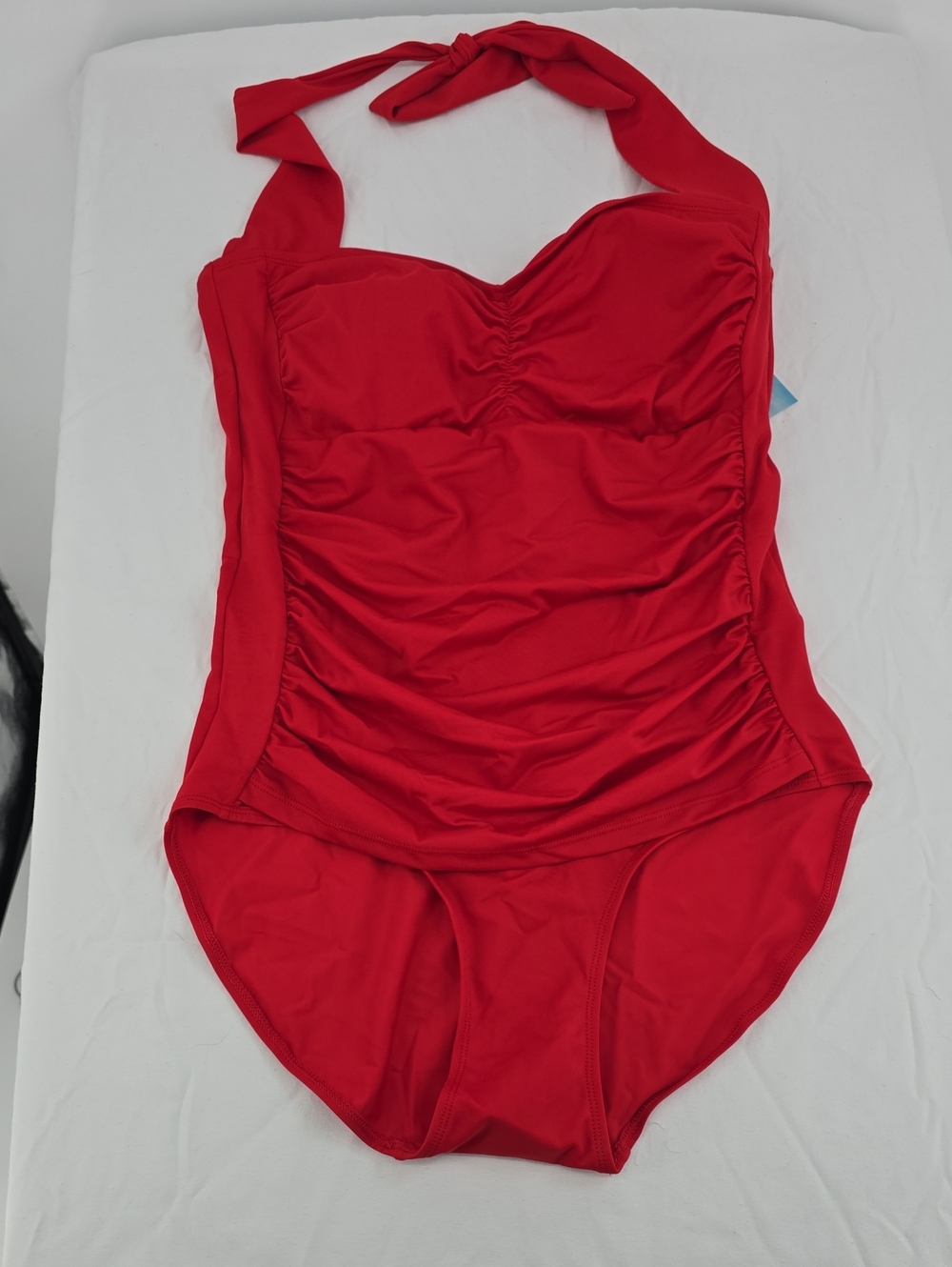 Ruby Ribbon Riviera  Red Halter One-Piece Swimsuit NWT Size 14